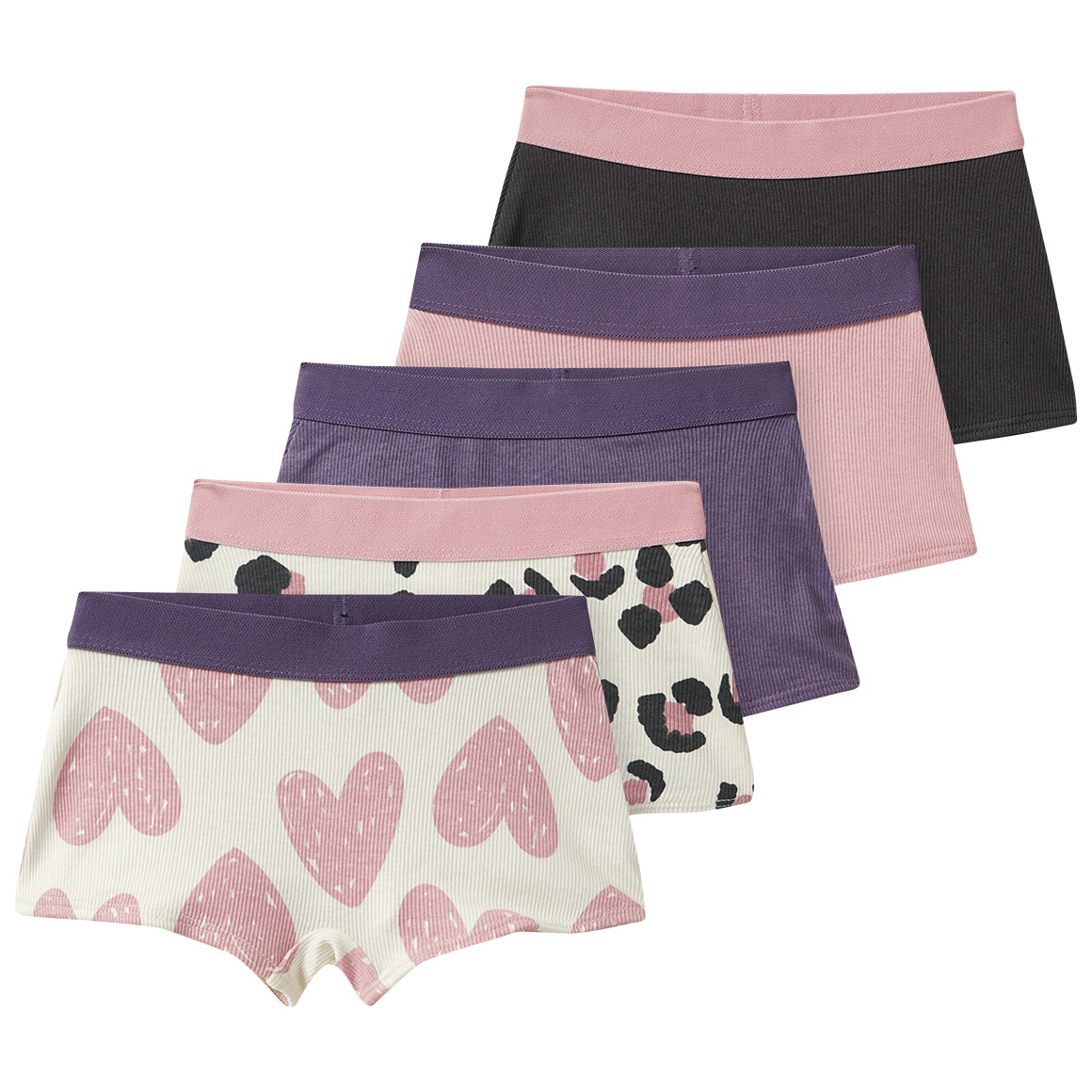 5 meisjes slips met geribde structuur