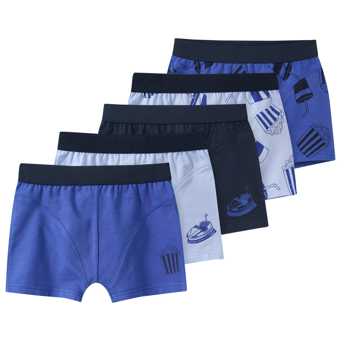 5 jongensboxers in verschillende designs