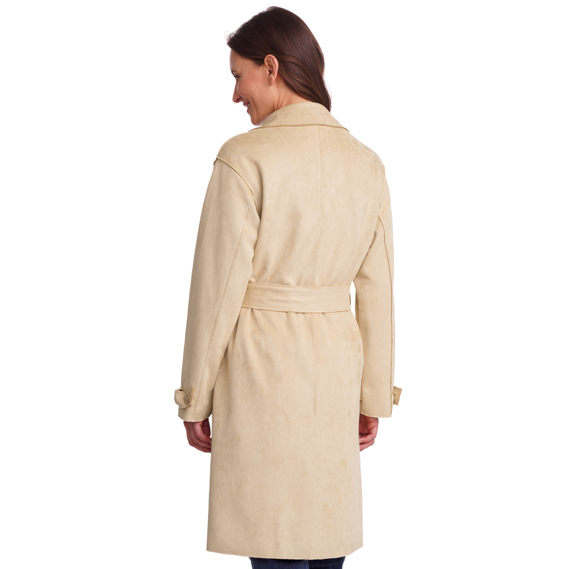 Damen Trenchcoat mit Velours-Touch