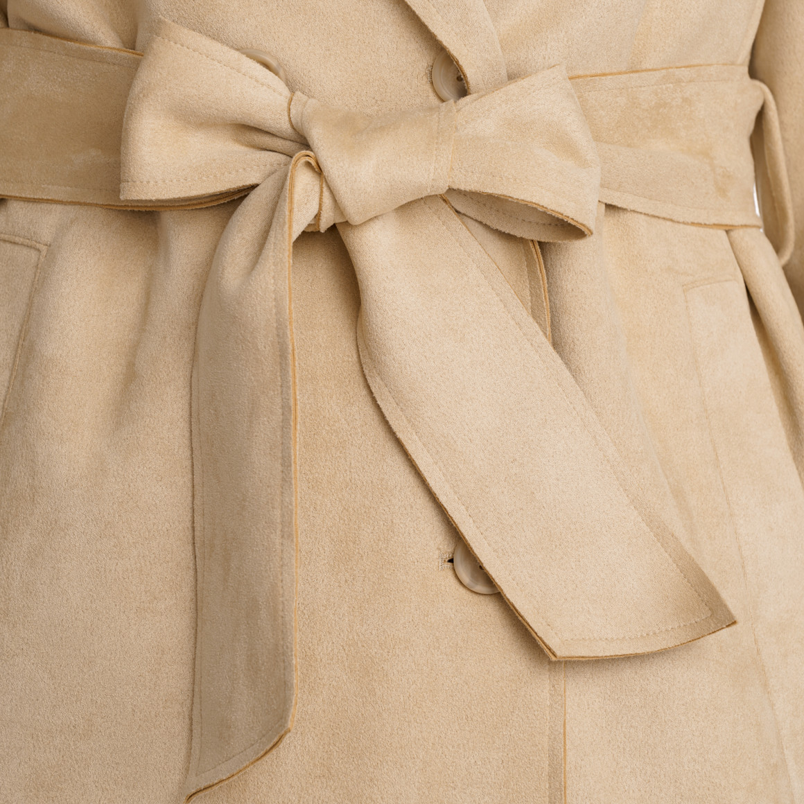 Damen Trenchcoat mit Velours-Touch