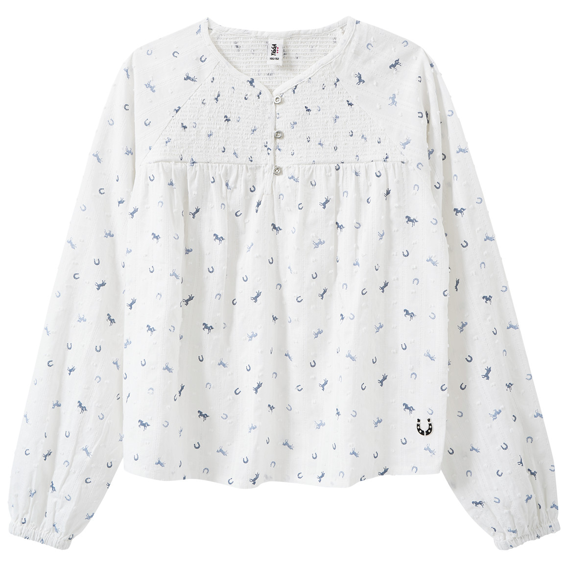 Mädchen Bluse mit Pferde-Allover