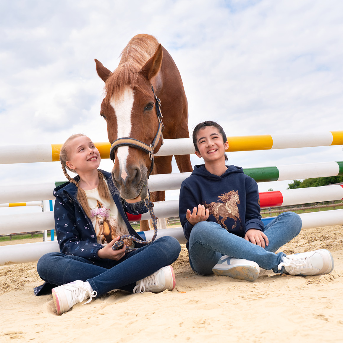 Felpa Con Cappuccio Salt And Pepper Per Bambine – Con Ricamo Cavallo, Cotone Morbido