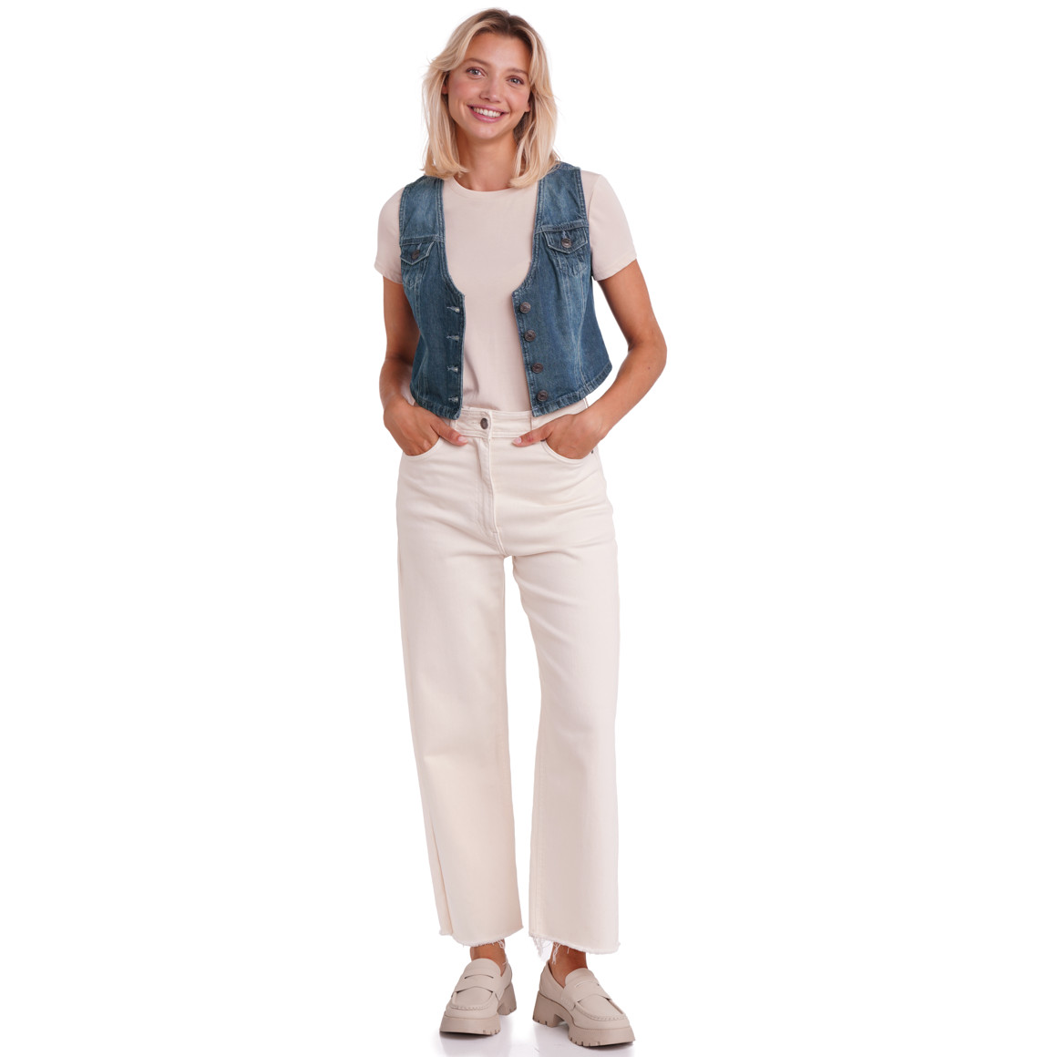 Denimvest voor dames met knoopsluiting