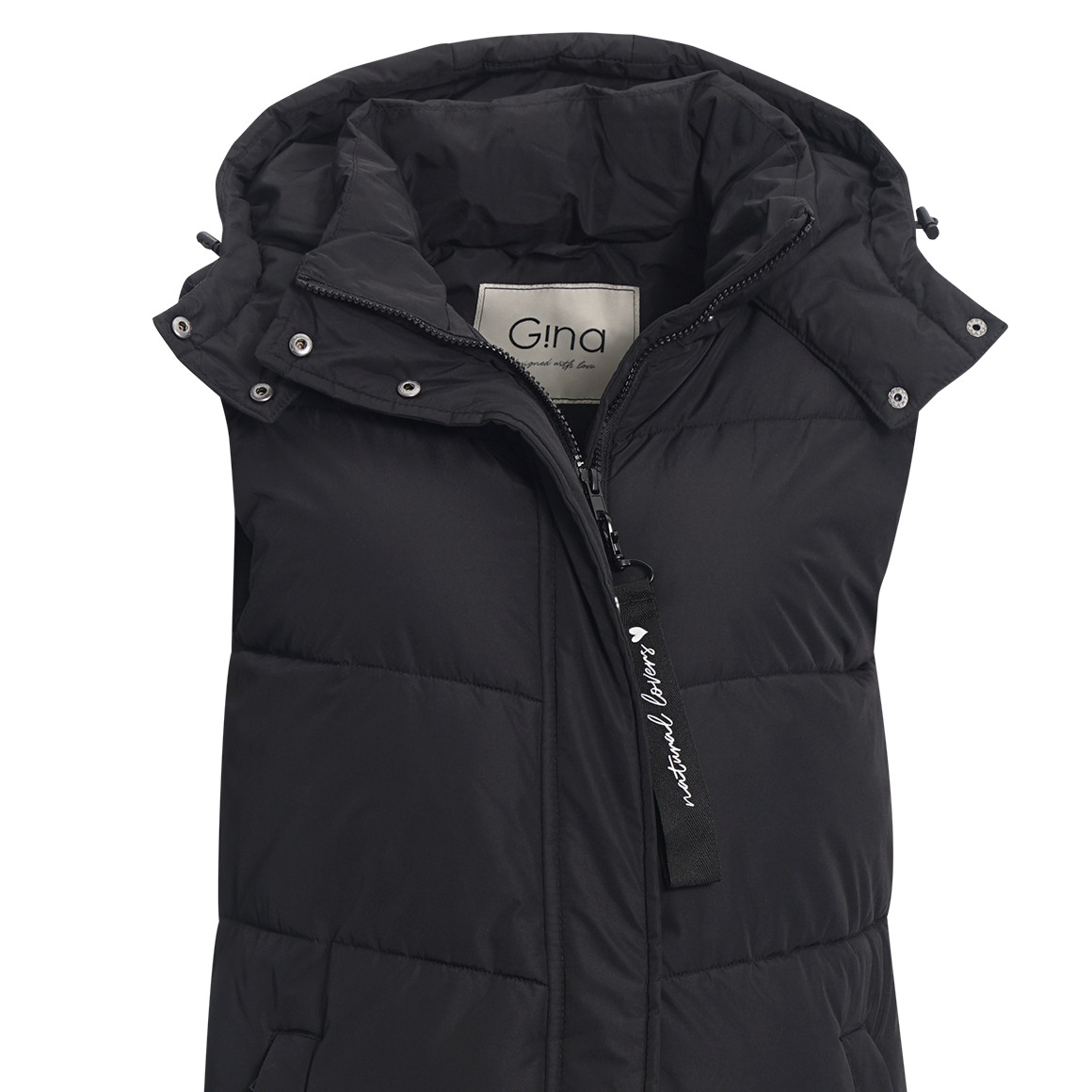 Dames gewatteerd vest met capuchon