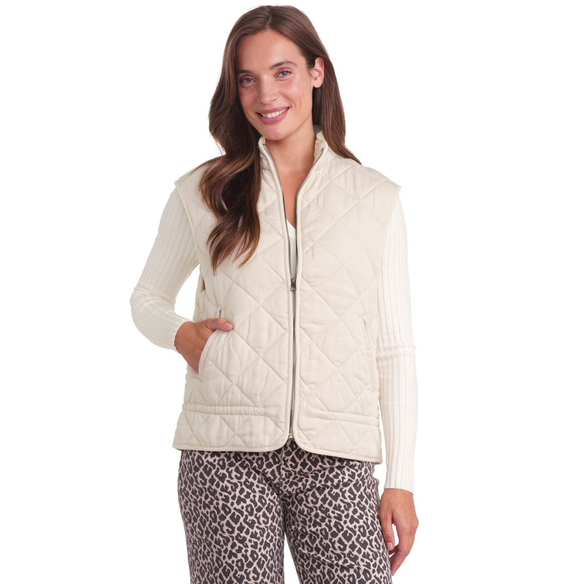 Gewatteerd gilet voor dames met rits