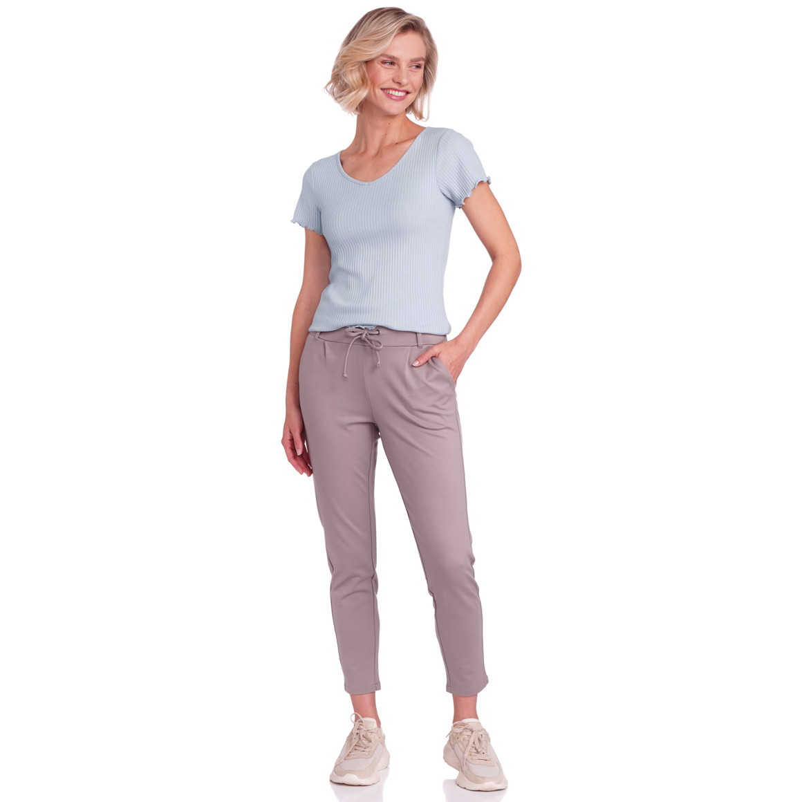 Dames T-Shirts met geribbelde textuur