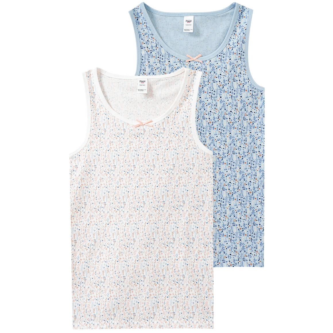 2 meisjesonderhemden met all-over print