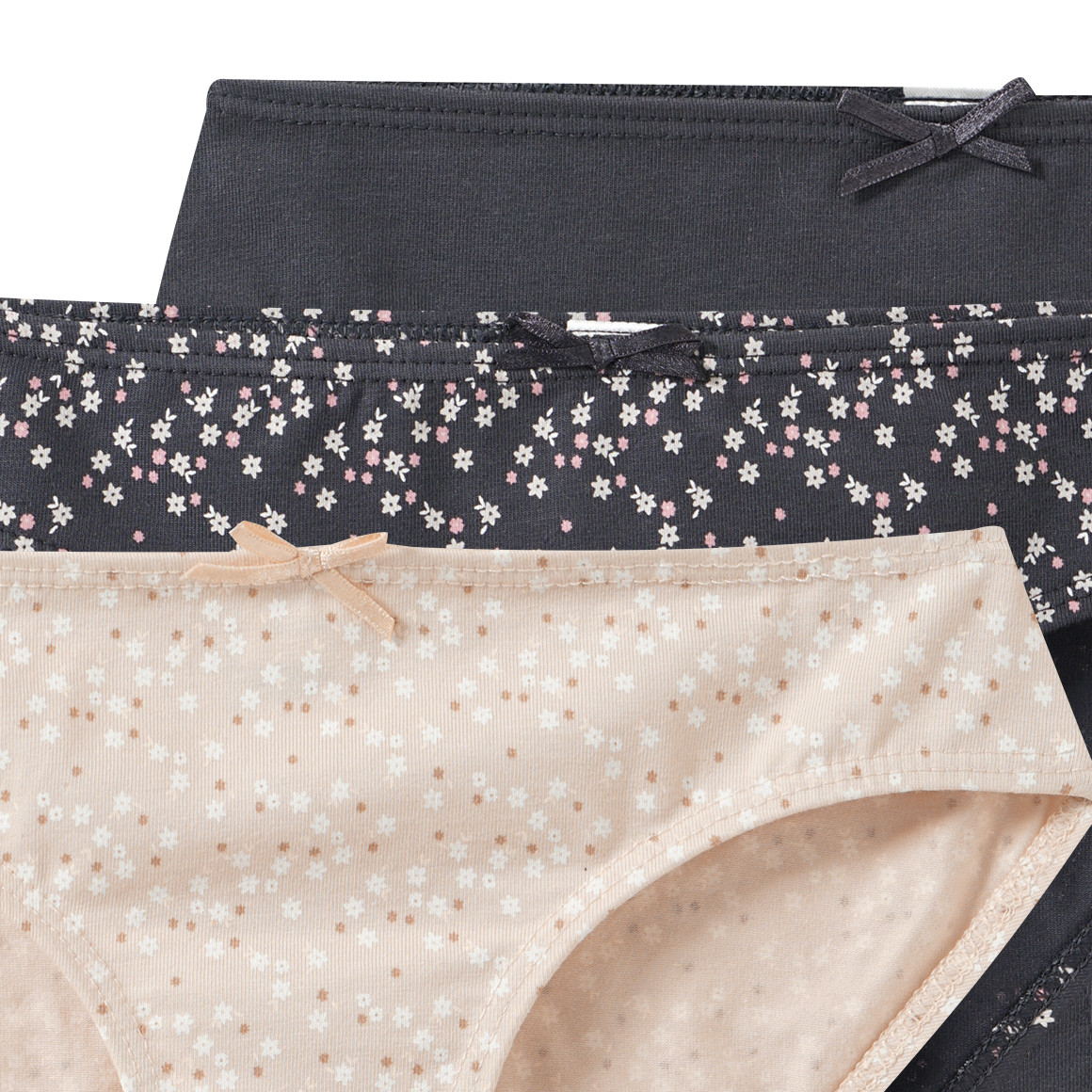 3 meisjesslips in verschillende dessins