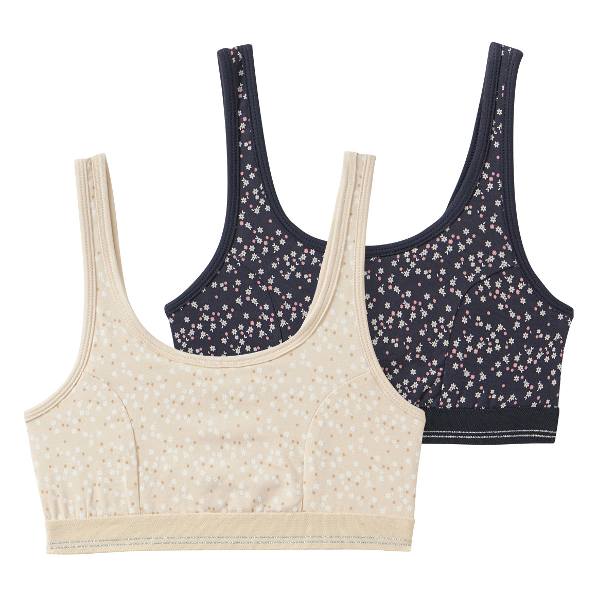 2 meisjesbustiers met all-over bloemenprint