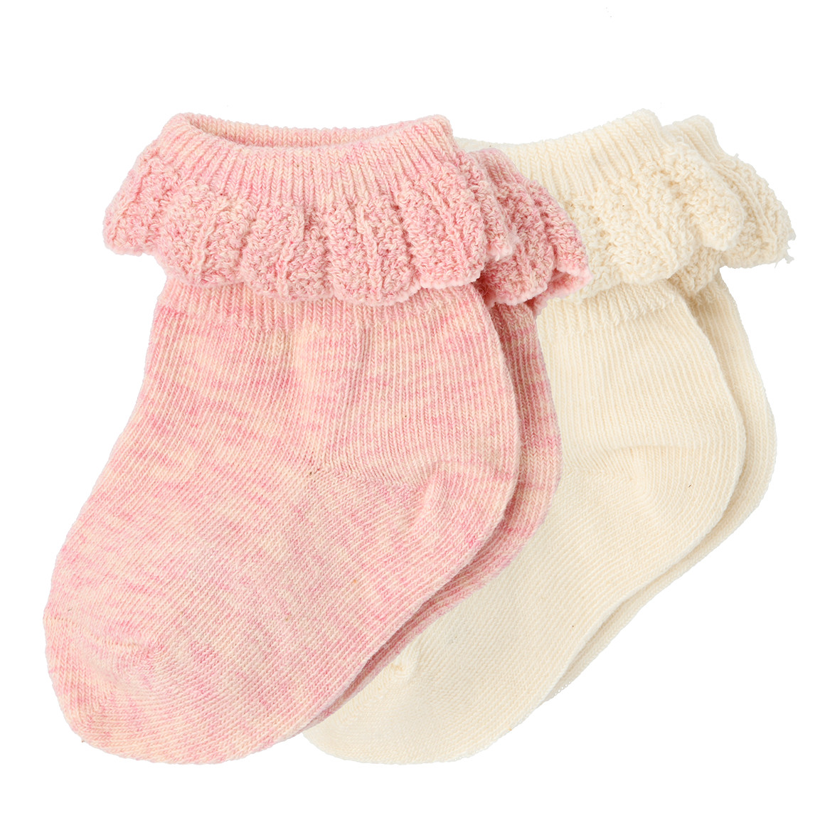 2 Paar Newborn Socken mit Rüschen