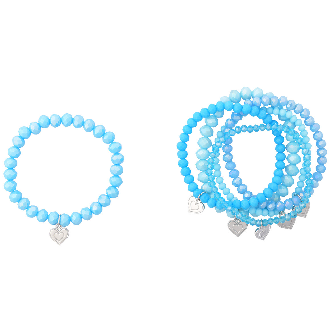 6 Armbanden met hartjeshanger voor dames