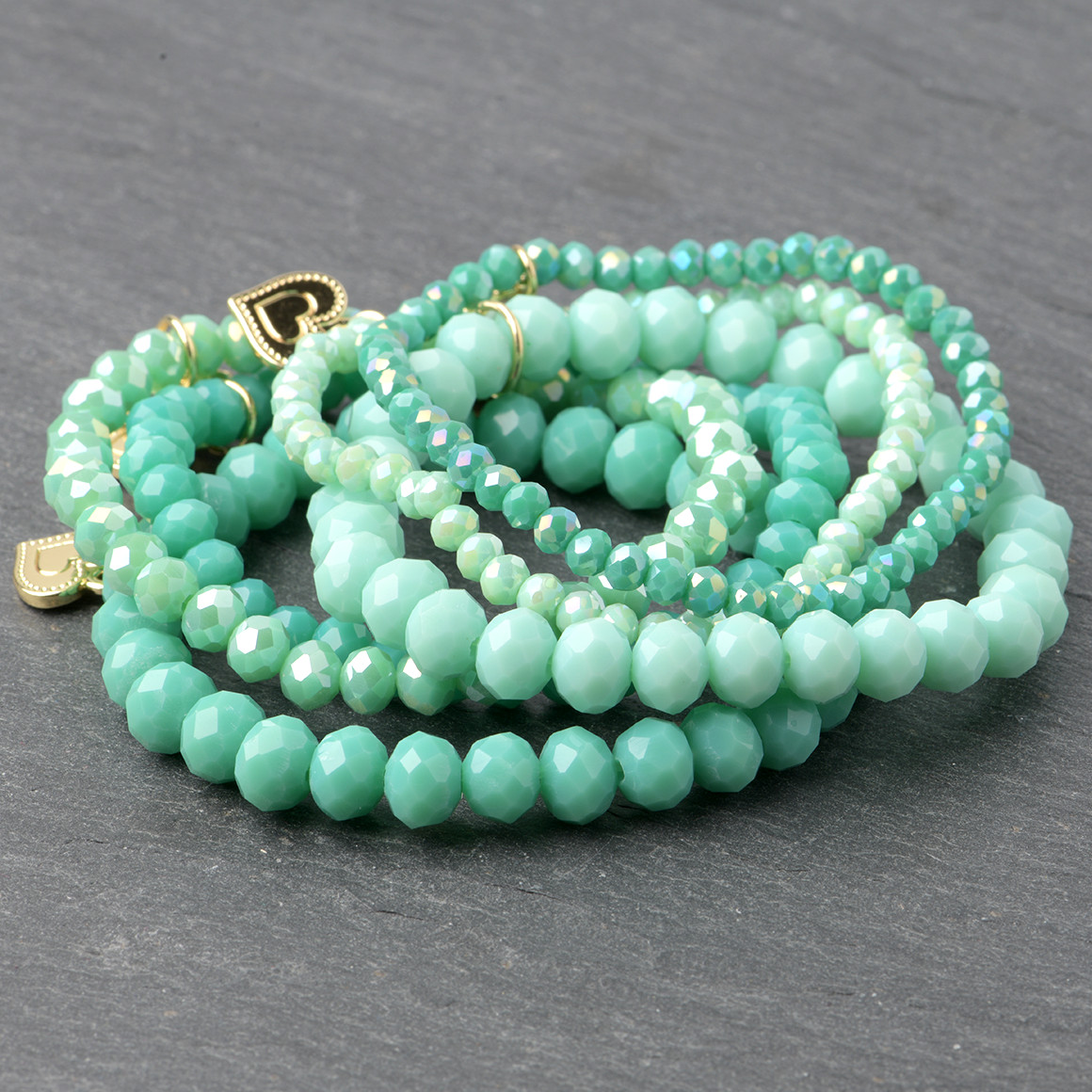 6 Armbanden met hartjeshanger voor dames