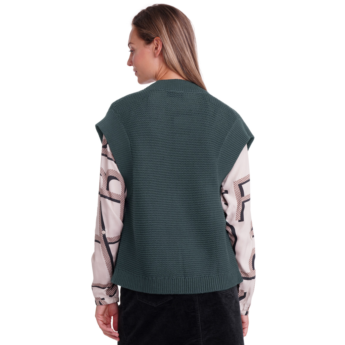 Gebreid damesgilet in korte vorm