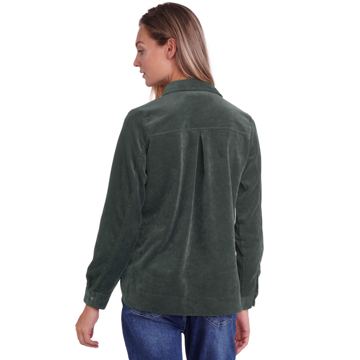 Damesblouse van corduroy met afgeronde zoom