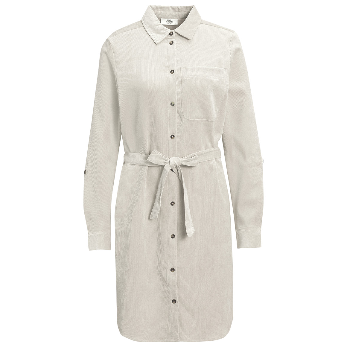 Damen Cord-Kleid mit Bindegürtel