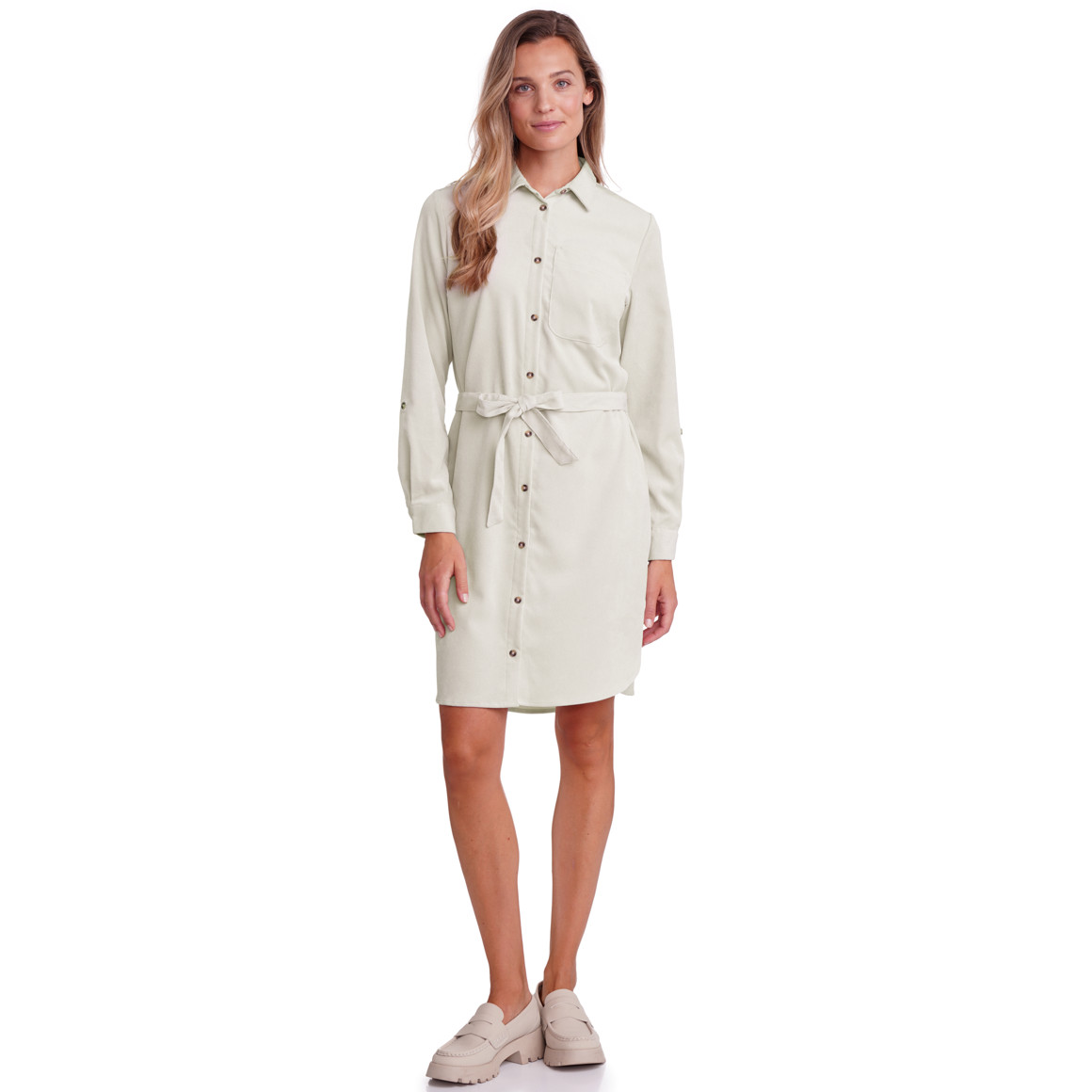 Damen Cord-Kleid mit Bindegürtel