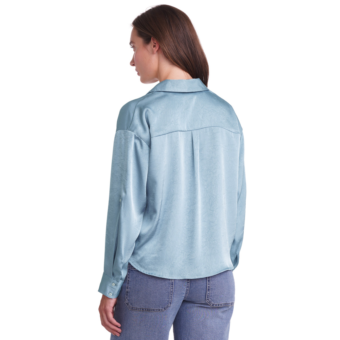 Damen Satinbluse mit Knopfleiste