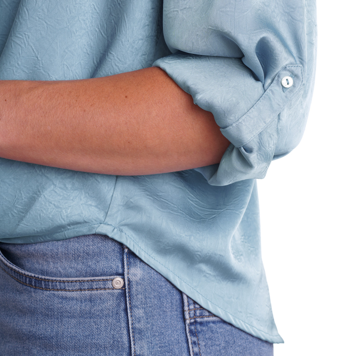 Damen Satinbluse mit Knopfleiste