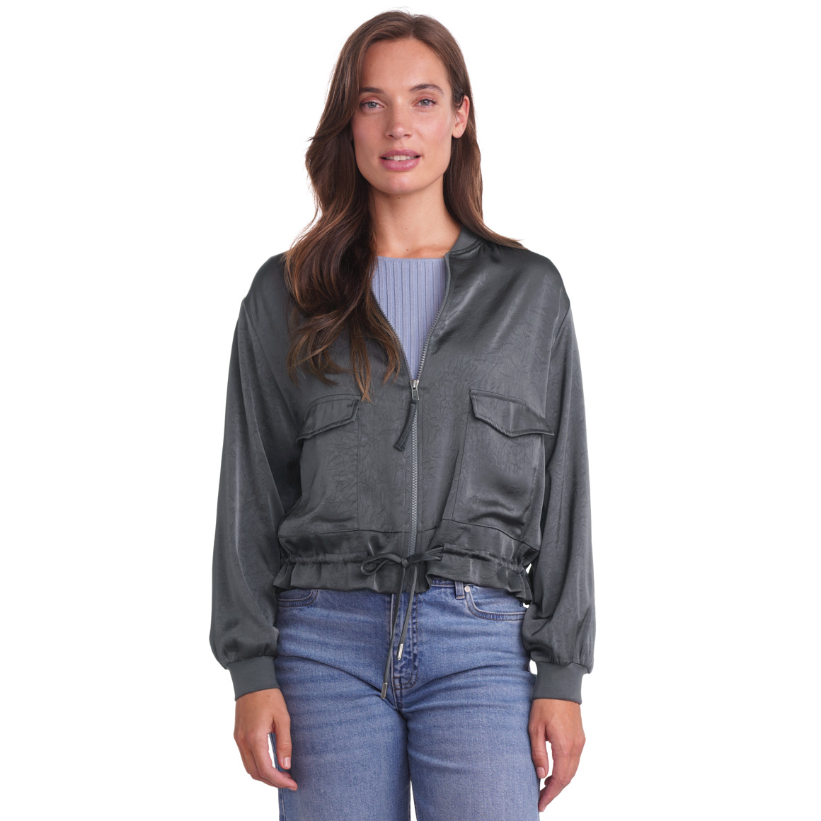 Damen Satinjacke mit Reißverschluss