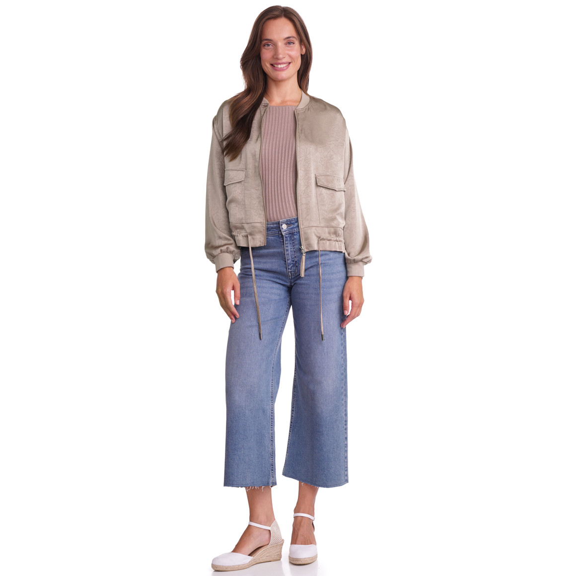 Damen Satinjacke mit Reißverschluss