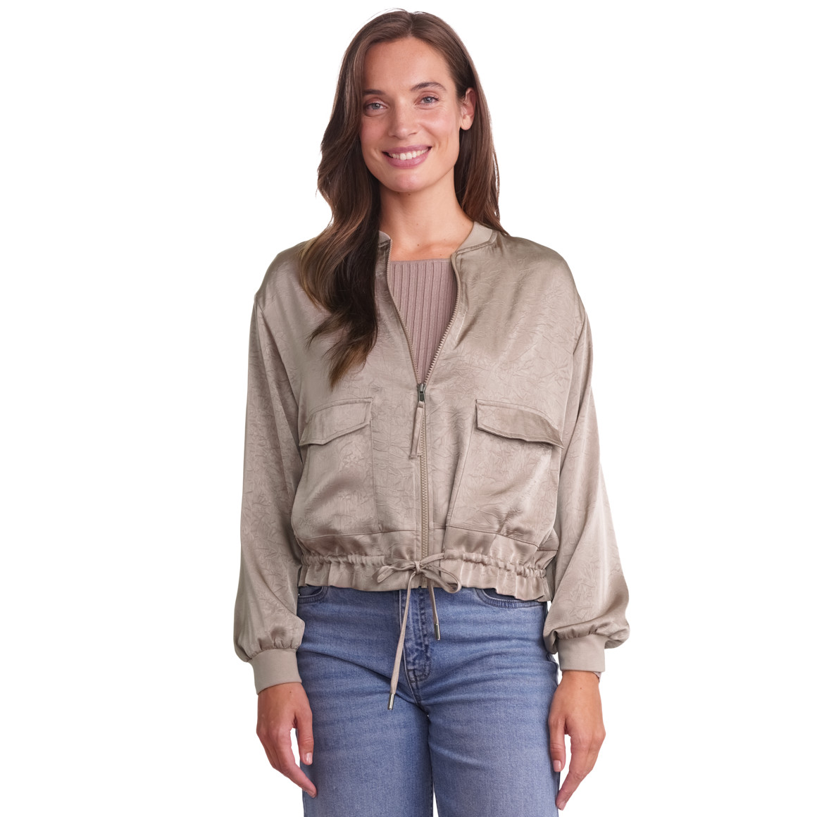 Damen Satinjacke mit Reißverschluss