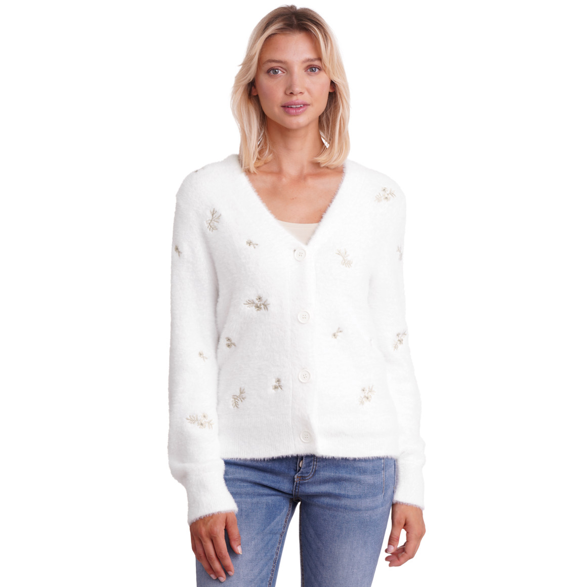 Damesvest met bloemenborduursel