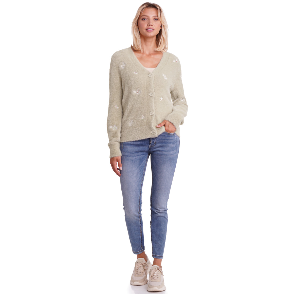 Damesvest met bloemenborduursel