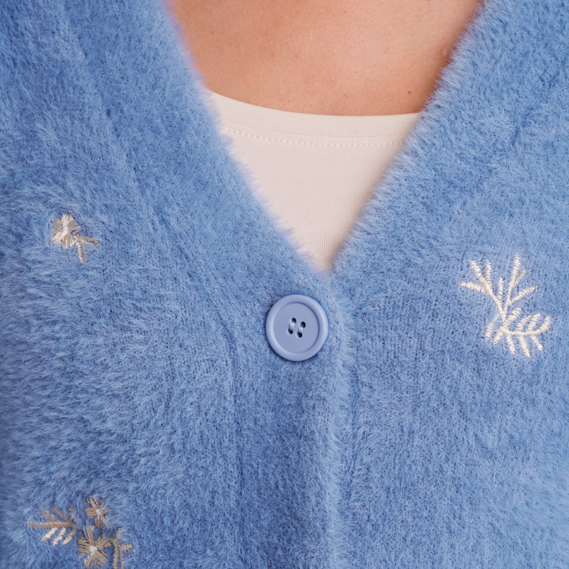 Gebreid vest voor dames met bloemenborduursel