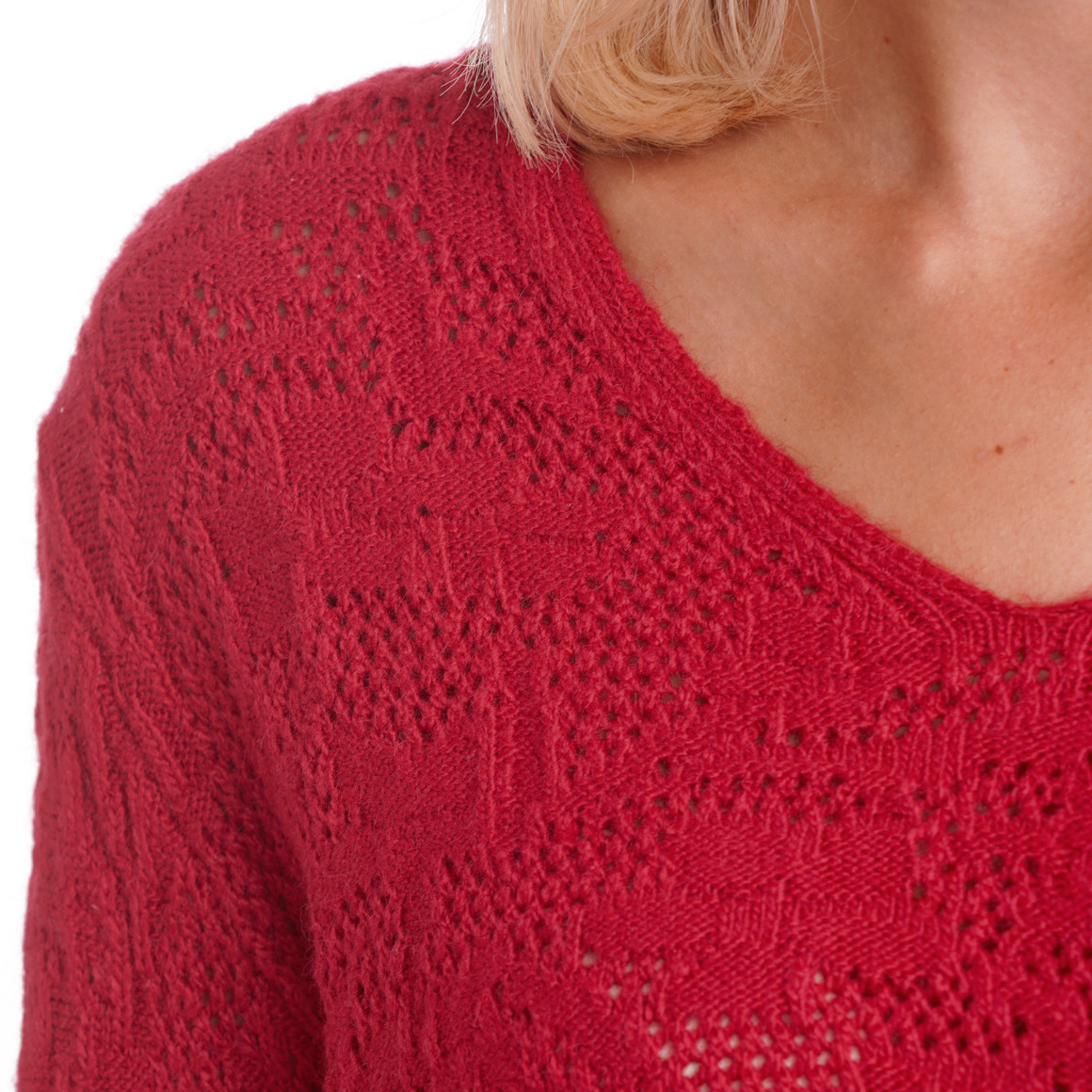 Damen Strickpullover mit Ajourmuster