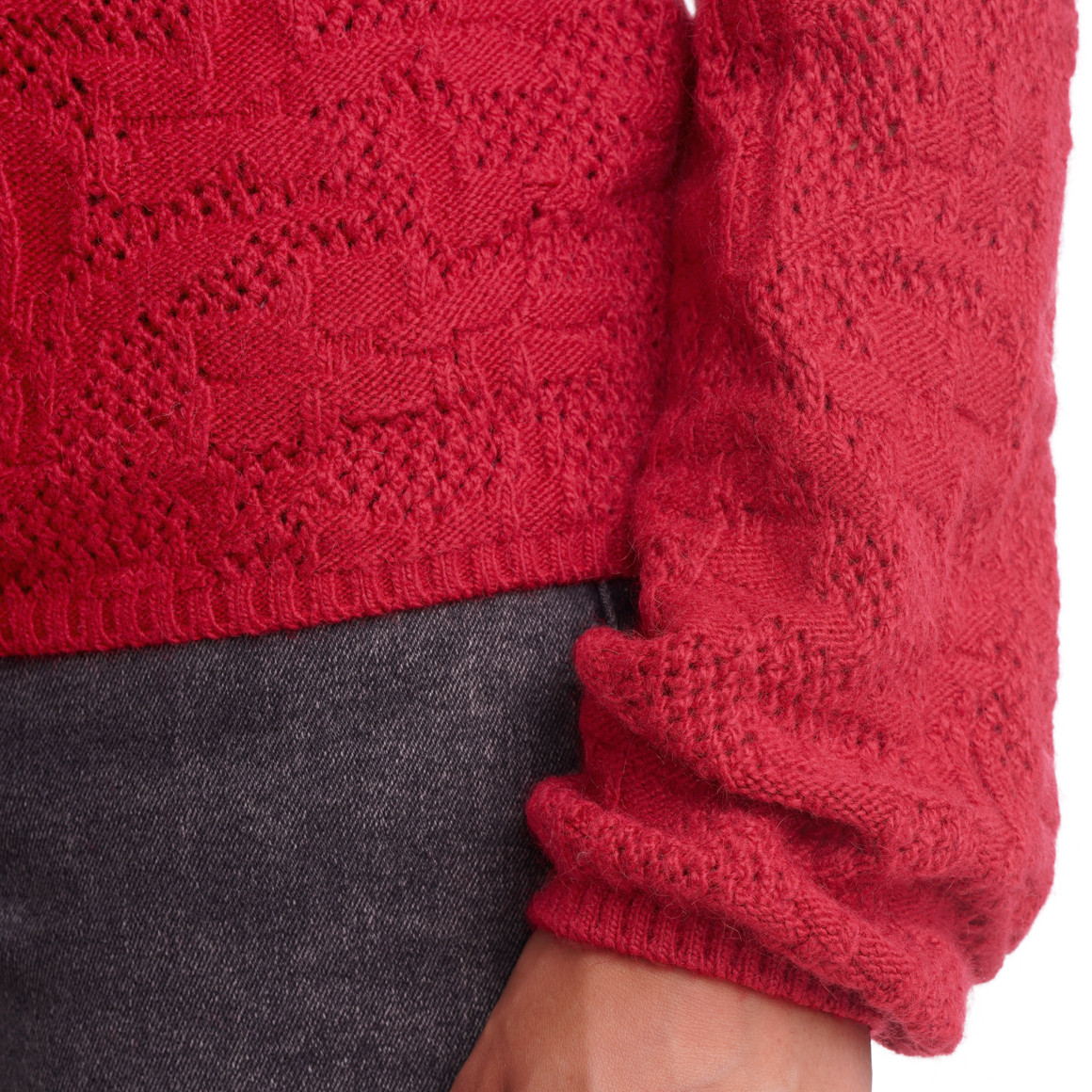 Damen Strickpullover mit Ajourmuster