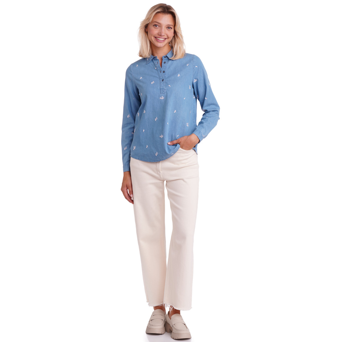 Damen Bluse in Denim-Optik