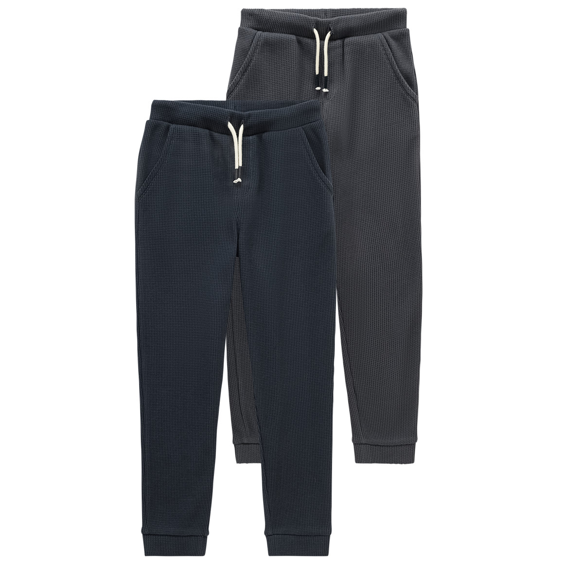 2 jongens joggingbroeken in wafel piqué