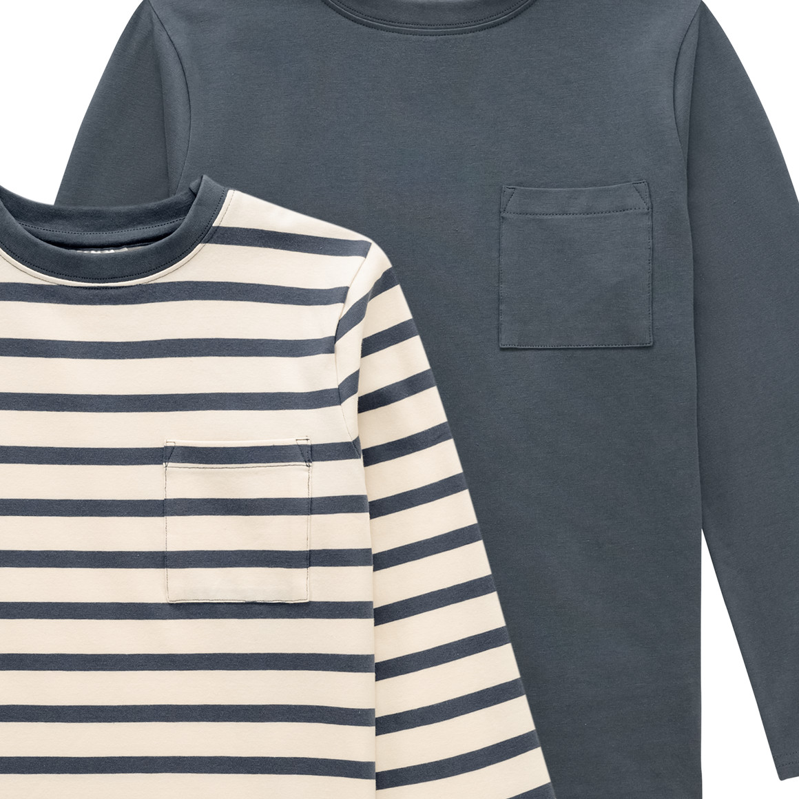 2 jongenshemden met lange mouwen en borstzak