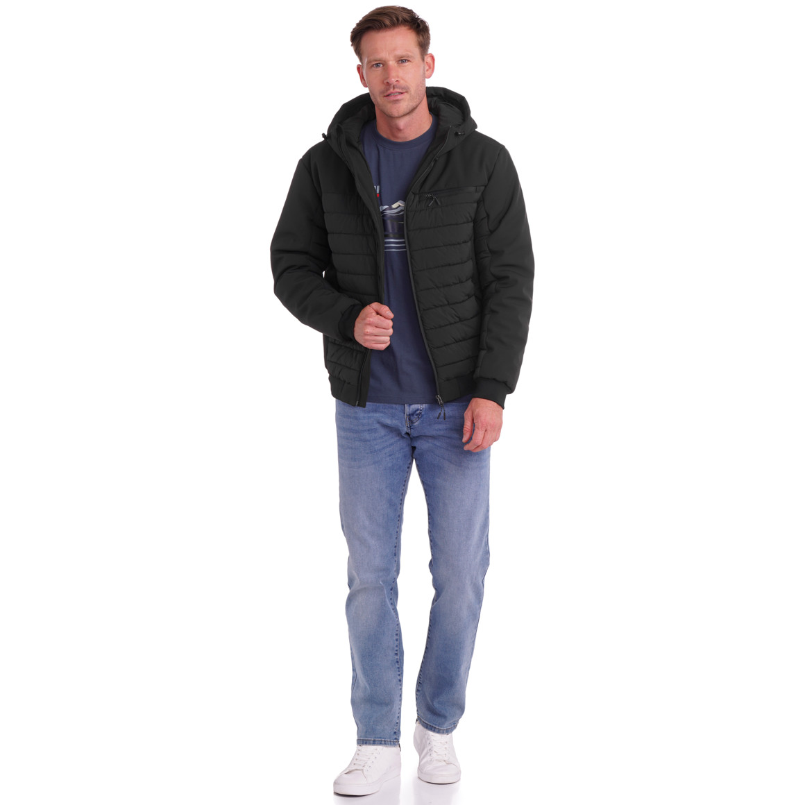 Herren Steppjacke mit Softshell-Ärmeln