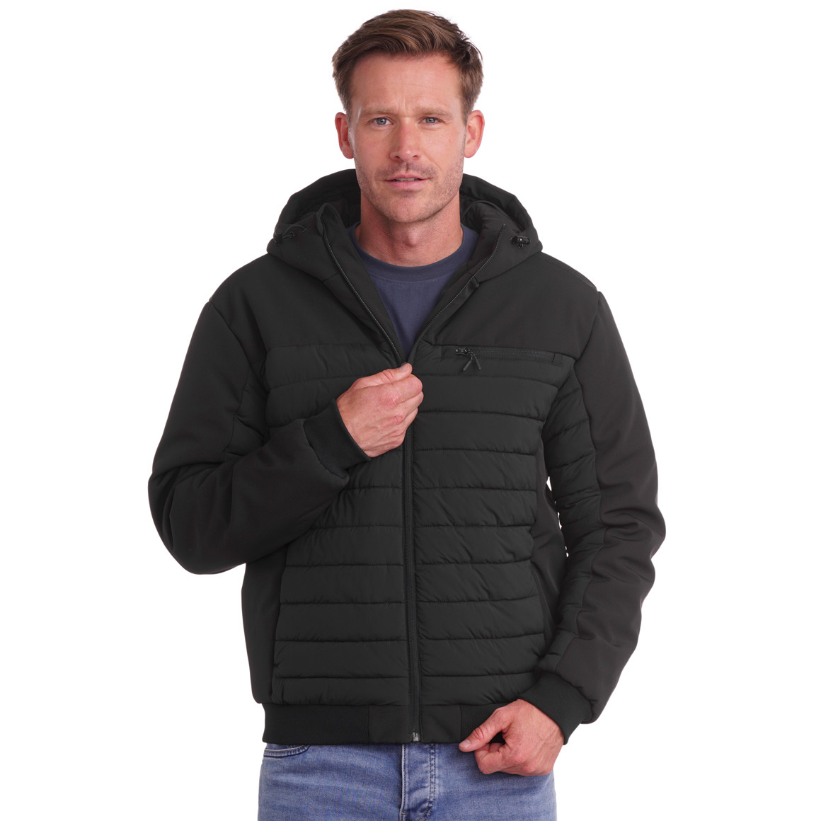 Herren Steppjacke mit Softshell-Ärmeln