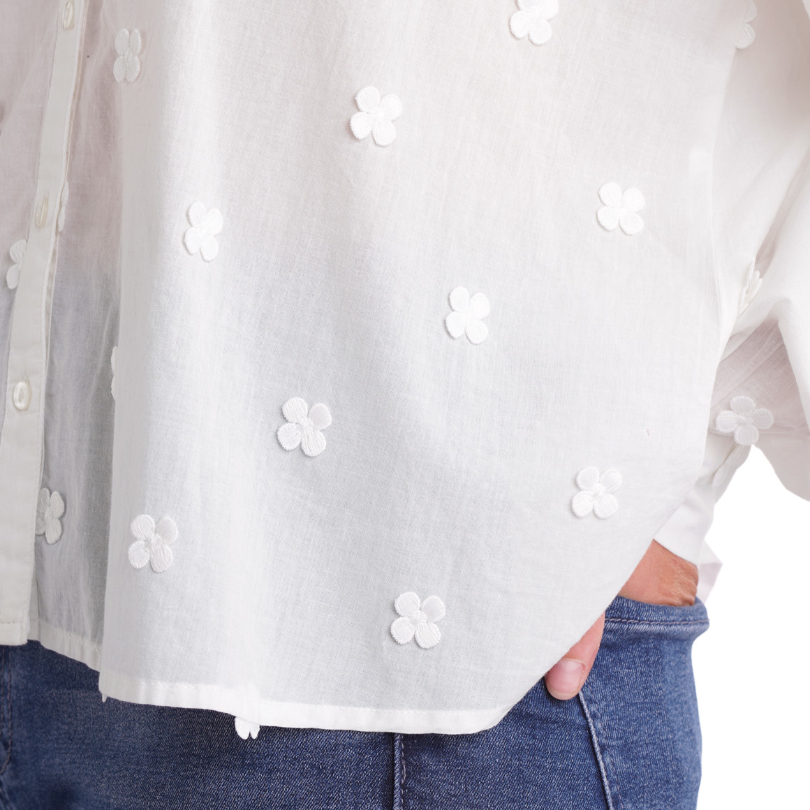 Damen Bluse mit Blumen-Applikationen