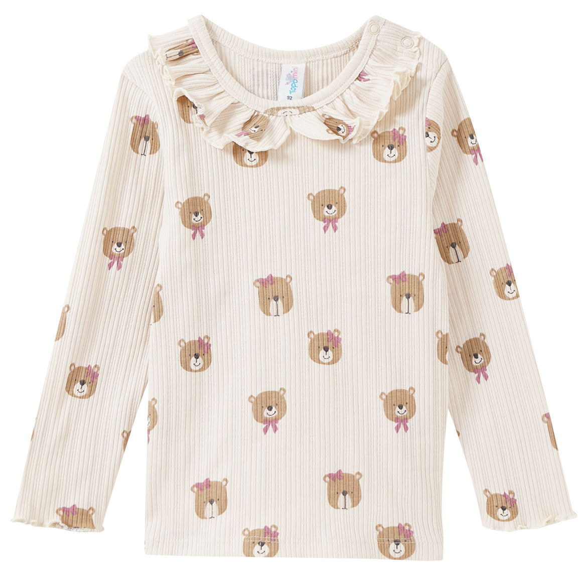 Babyshirt met lange mouwen en berenprint