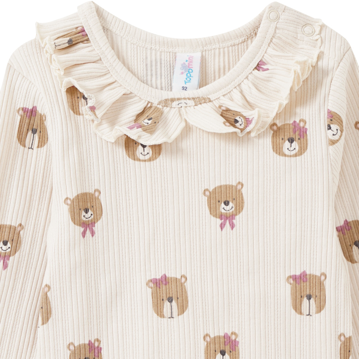 Babyshirt met lange mouwen en berenprint