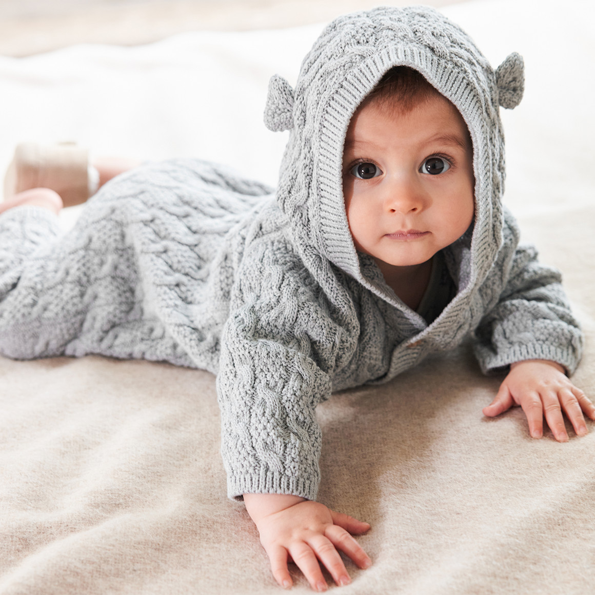 Newborn gebreide overall met capuchon