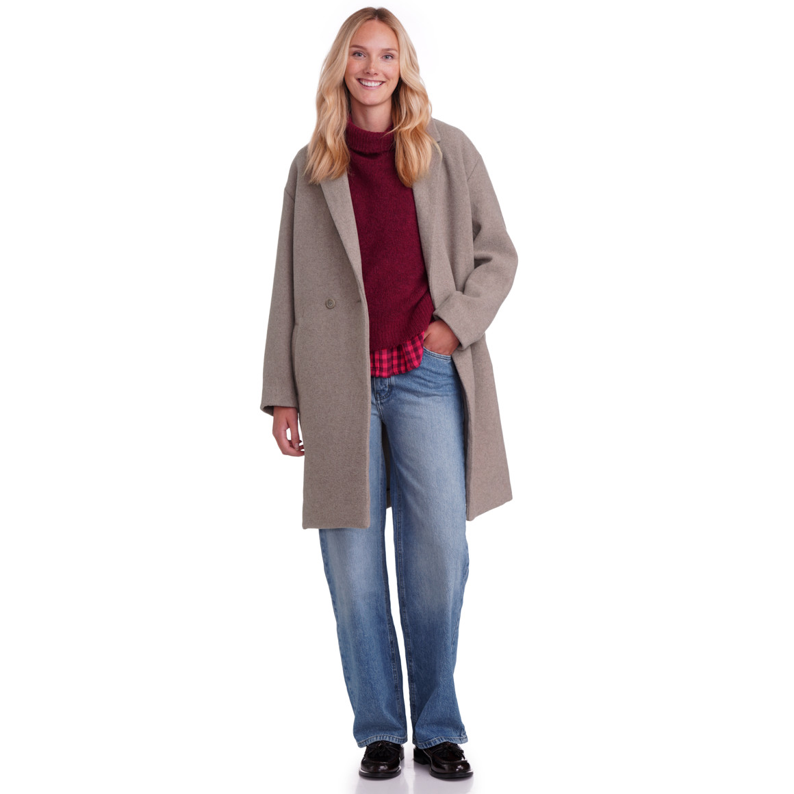 Wollen damesjas in effen kleuren