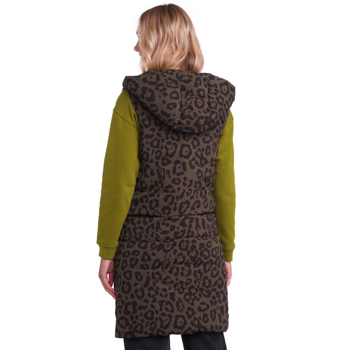 Dames lang vest met capuchon