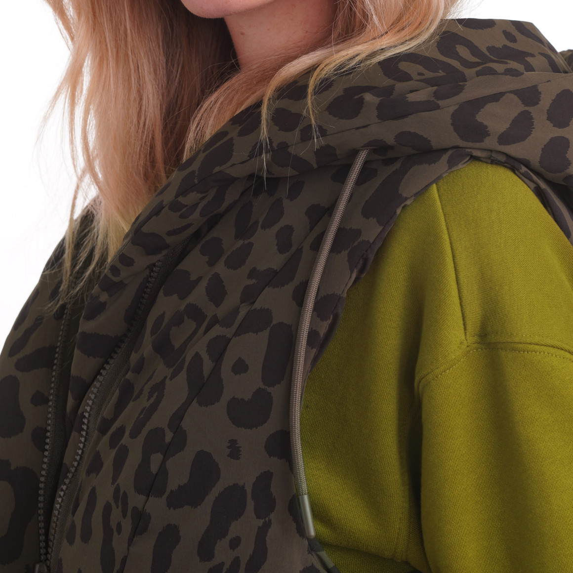 Dames lang vest met capuchon