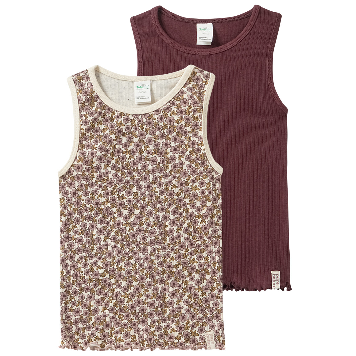 2 Baby Unterhemden mit Ripp-Struktur