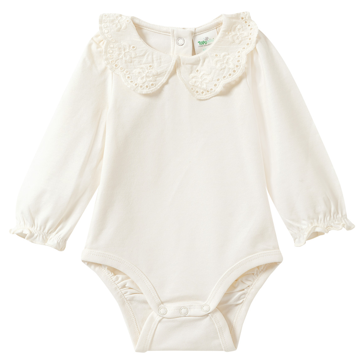 Babybody met lange mouwen en pofkraag