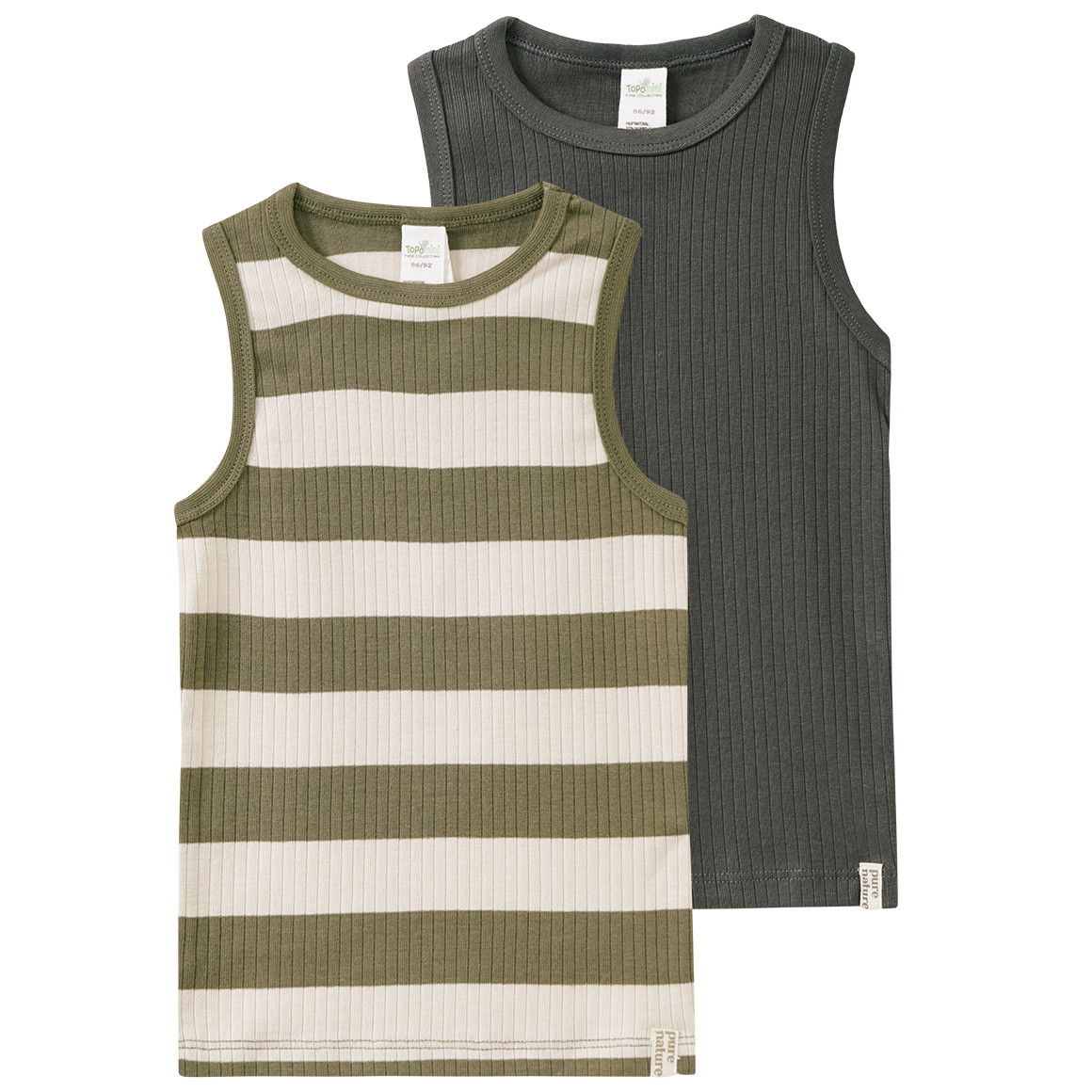 2 babyvestjes met geribbelde structuur