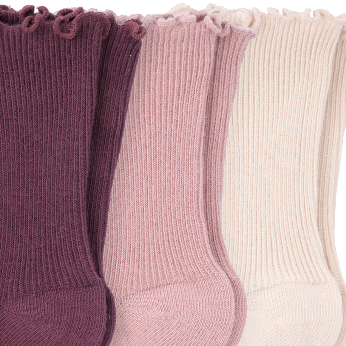3 paar babysokjes met golvende manchetten
