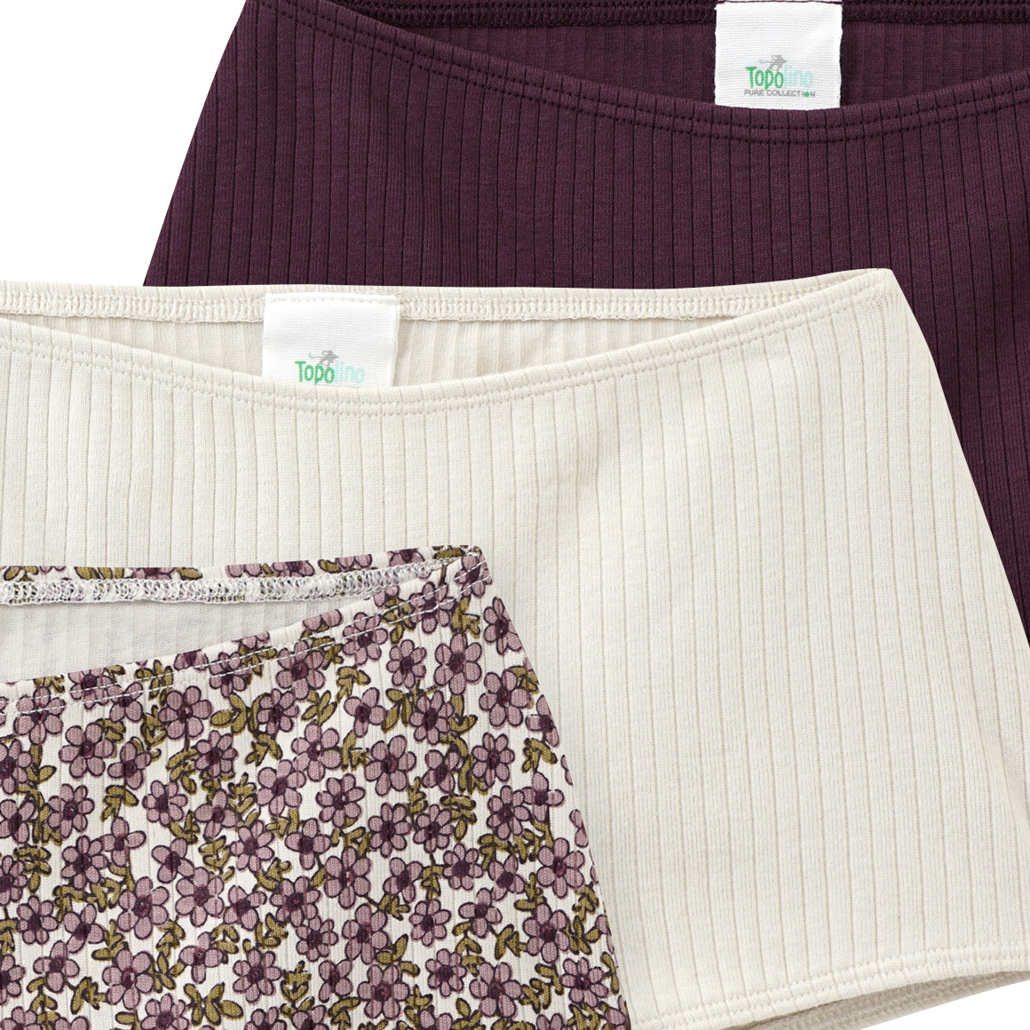 3 meisjes slips met geribde structuur