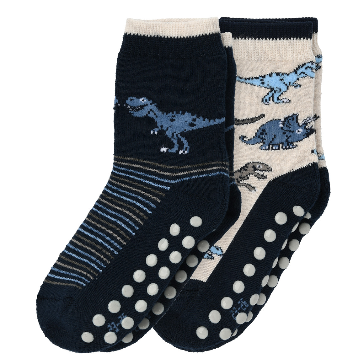 2 Jungen Stoppersocken mit Dino-Motiven