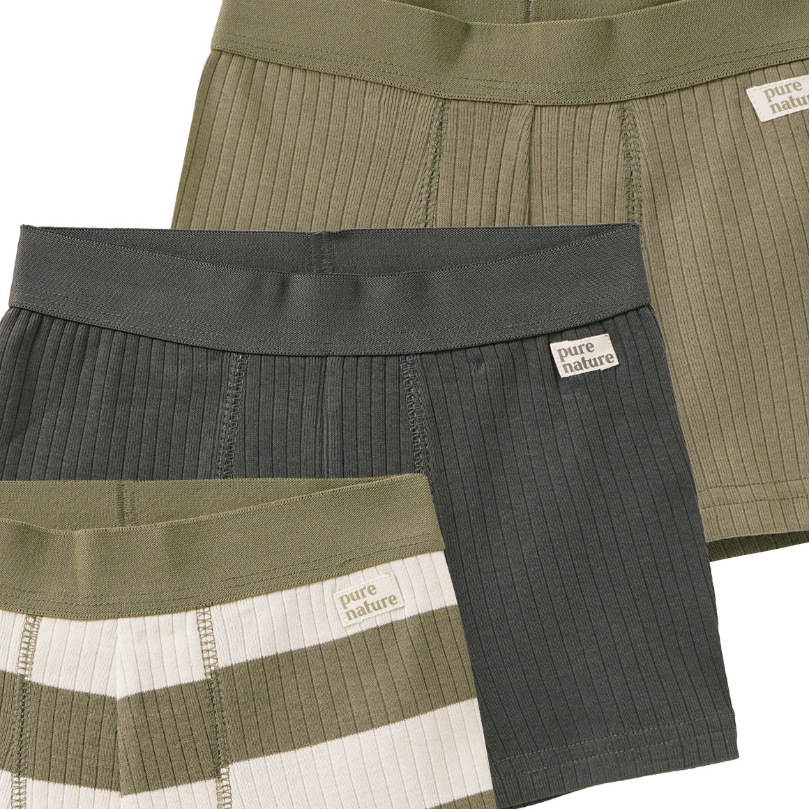 3 jongensboxers met geribbelde structuur