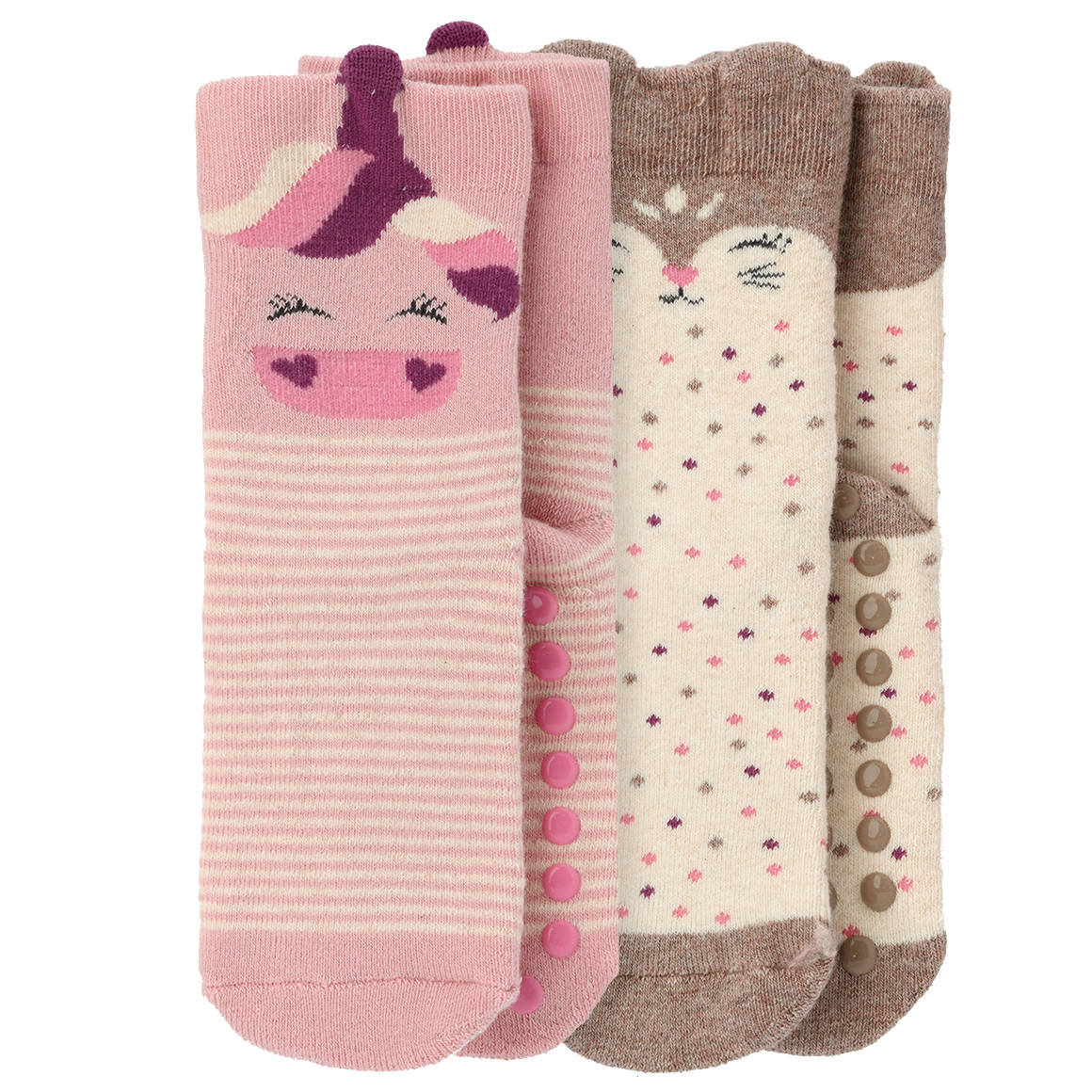 2 Paar Mädchen Stoppersocken mit Frottee